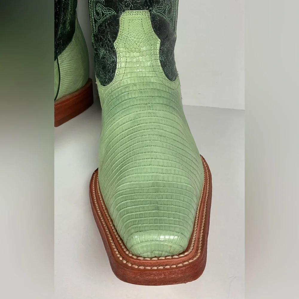 Los Altos Teju Lizard Cowboy Boots | Lime Green | Men’s 10.5 EE - Picture 8 of 16